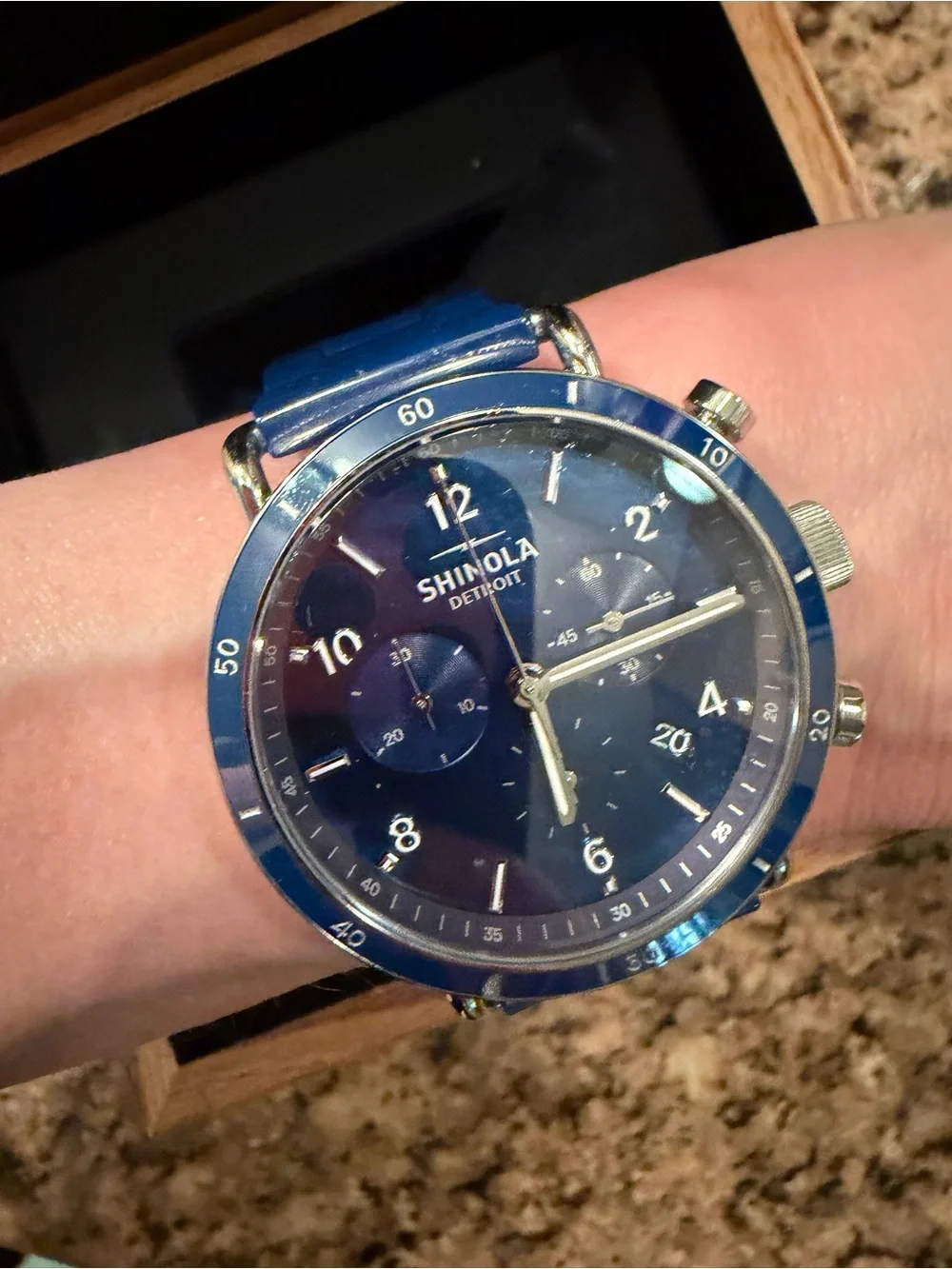 Shinola Blue Chronograph Stainless Steel Watch